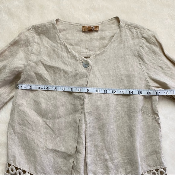 Carla Conti Italian Linen Swing Jacket Cardigan Crochet Accent - Picture 8 of 8